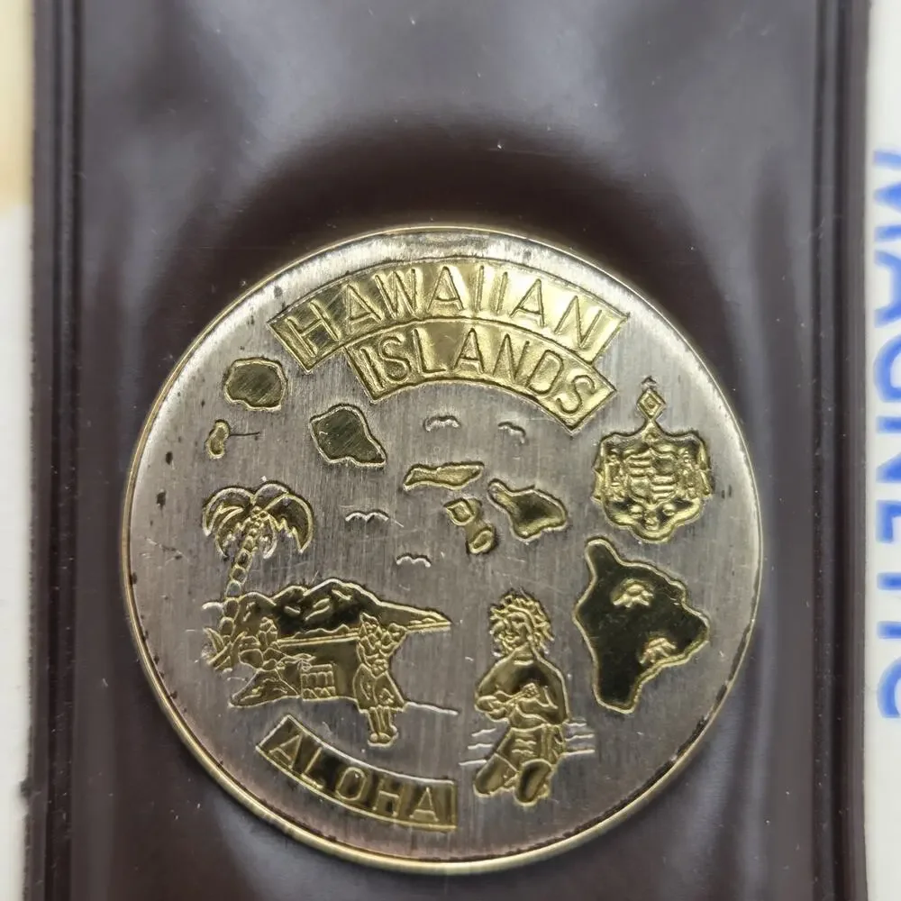 Vintage Hawaiian Islands Aloha Magnetic Money Clip‎ Tortoise Shell Style